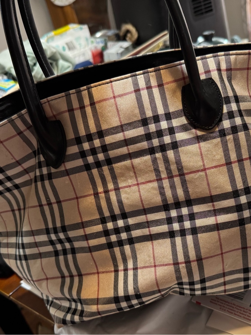 Burberry Blue Label Nova Check Large Tote Bag Japan ZA401-203 Vintage
